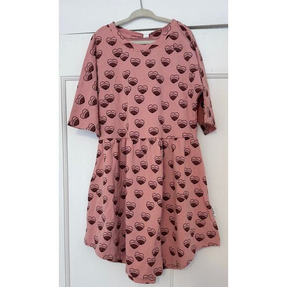 NWT Huxbaby Kids Pink Rainbow Hearts Swirl Swing Dress Girls Size 8 - Picture 2 of 4